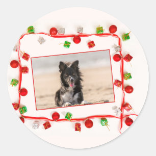 Border Collie Christmas Runder Aufkleber