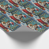 Border Collie Christmas Santa Bag Adventure Geschenkpapier (Ecke)