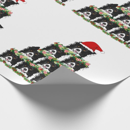 Border Collie Christmas Tree Geschenkpapier (Ecke)