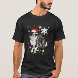 Border collie Christmas Tree Light Pajama Border c T-Shirt