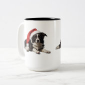 Border Collie Christmas Zweifarbige Tasse (Vorderseite Links)