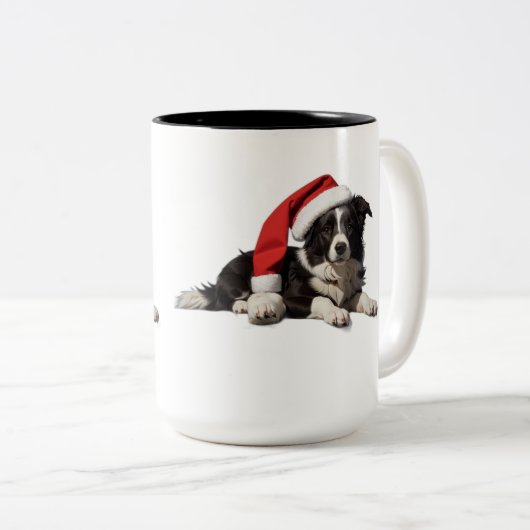 Border Collie Christmas Zweifarbige Tasse (VorderseiteRechts)