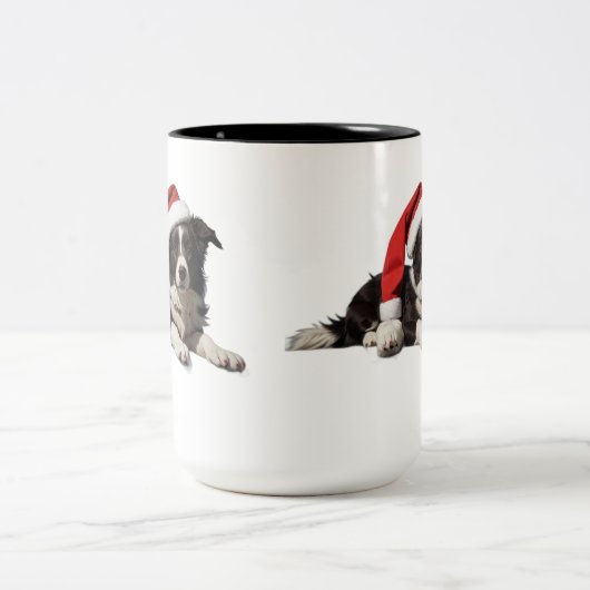 Border Collie Christmas Zweifarbige Tasse (Mittel)