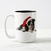 Border Collie Christmas Zweifarbige Tasse (Links)