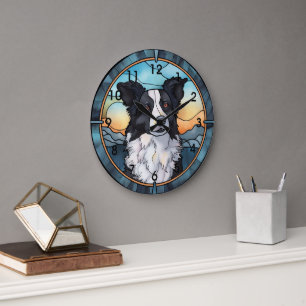 Border Collie Clock Große Wanduhr