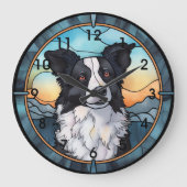 Border Collie Clock Große Wanduhr (Vorderseite)