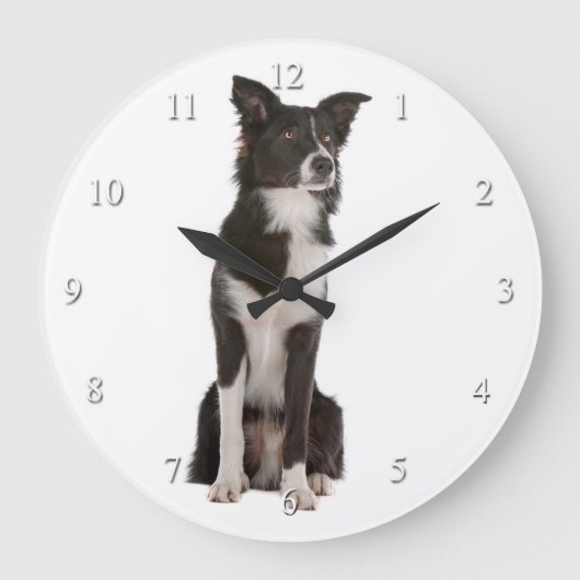 Border Collie Clock Große Wanduhr (Vorderseite)