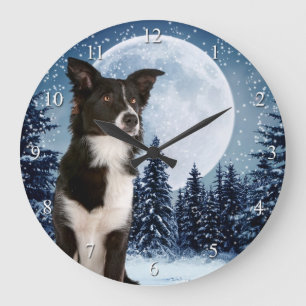 Border Collie Clock Große Wanduhr