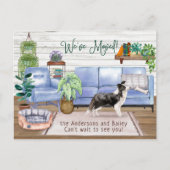 Border Collie Cosy New Zuhause Moving Ankündigungspostkarte (Vorderseite)