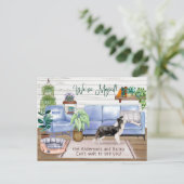 Border Collie Cosy New Zuhause Moving Ankündigungspostkarte (Stehend Vorderseite)