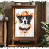 Border Collie Cowboy Sheriff Dog DP4 Decoupage Seidenpapier