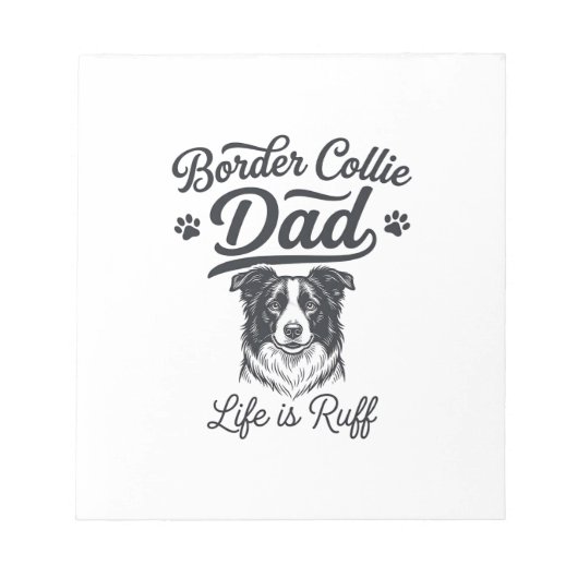 Border Collie Dad Life Is Ruff Vintage Shirt Desig Notizblock (Vorderseite)