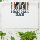 Border Collie Dad Patriotic Vintage Dog Shirt Desi Geschirrtuch (Gefaltet)