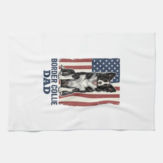 Border Collie Dad Patriotic Vintage Dog Shirt Desi Geschirrtuch (Horizontal)