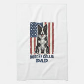 Border Collie Dad Patriotic Vintage Dog Shirt Desi Geschirrtuch (Vertikal)