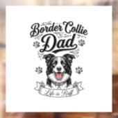 Border Collie Dad Vintage Engraving Dog Shirt Desi Fensteraufkleber (Blatt 2)