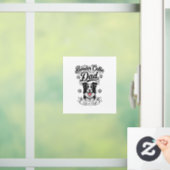 Border Collie Dad Vintage Engraving Dog Shirt Desi Fensteraufkleber (Zuhause)