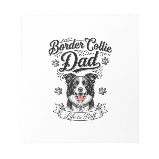 Border Collie Dad Vintage Engraving Dog Shirt Desi Notizblock (Vorderseite)