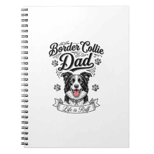 Border Collie Dad Vintage Engraving Dog Shirt Desi Notizblock (Vorderseite)