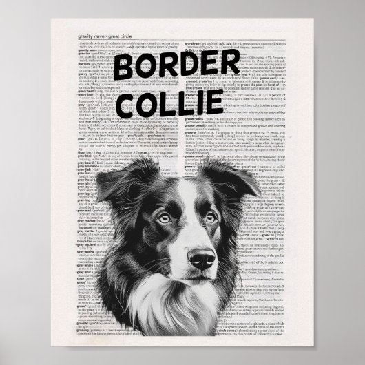 Border Collie Dictionary Page Poster (Vorne)