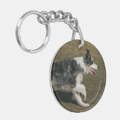 Border-Collie, die 1 laufen lässt Schlüsselanhänger (Vorderseite links)