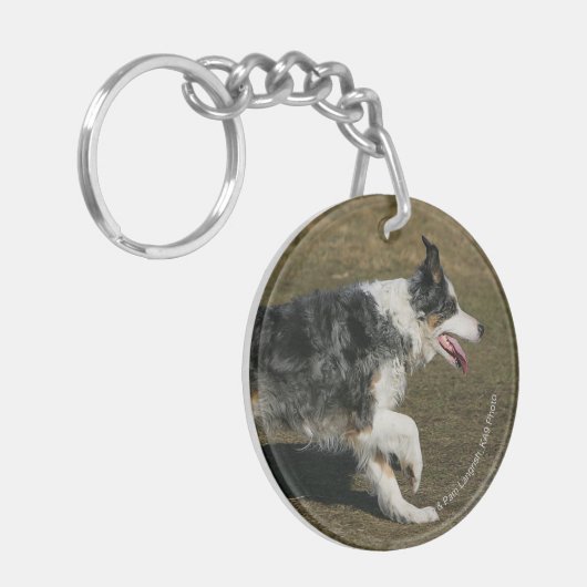 Border-Collie, die 1 laufen lässt Schlüsselanhänger (Vorderseite links)