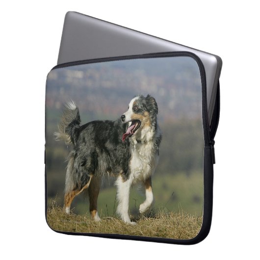 Border-Collie, die 2 keucht Laptopschutzhülle (Vorderseite Links)