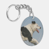Border-Collie, die 2 laufen lässt Schlüsselanhänger (Vorderseite links)