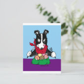 Border Collie Dinner Postkarte (Stehend Vorderseite)
