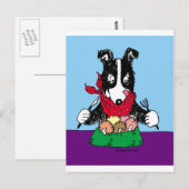 Border Collie Dinner Postkarte (Vorne/Hinten)