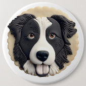 Border Collie Dog 3D Inspiriert Button (Vorderseite)