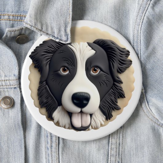 Border Collie Dog 3D Inspiriert Button (Beispiel)