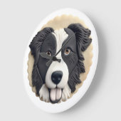 Border Collie Dog 3D Inspiriert Große Wanduhr (Winkel)