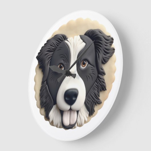 Border Collie Dog 3D Inspiriert Große Wanduhr (Winkel)