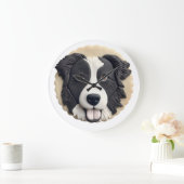 Border Collie Dog 3D Inspiriert Große Wanduhr (Zuhause)