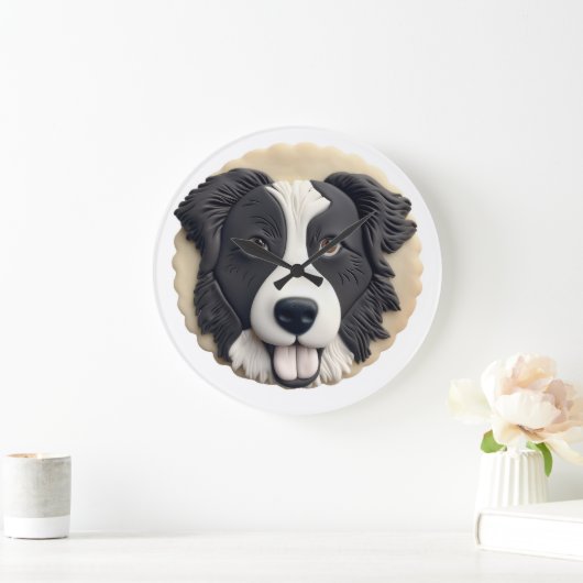 Border Collie Dog 3D Inspiriert Große Wanduhr (Zuhause)