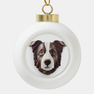 Border Collie Dog 3D Inspiriert Keramik Kugel-Ornament