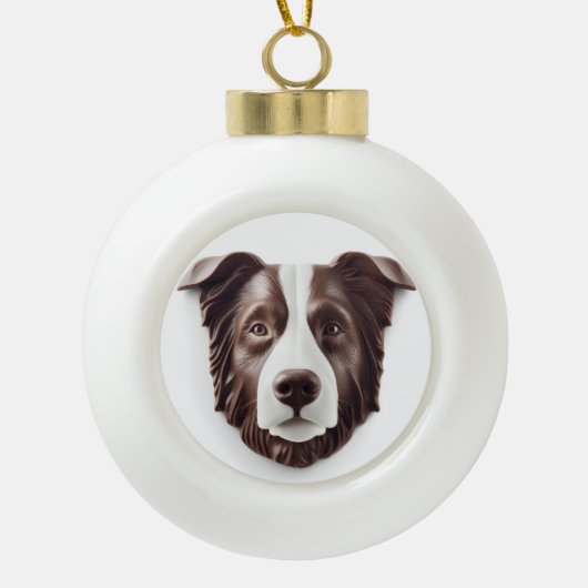 Border Collie Dog 3D Inspiriert Keramik Kugel-Ornament (Vorderseite)