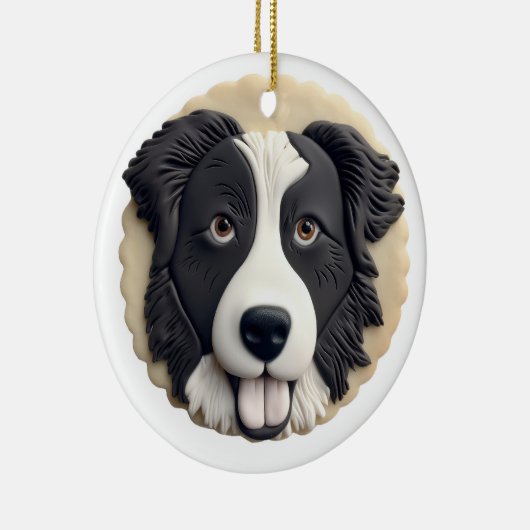 Border Collie Dog 3D Inspiriert Keramik Ornament (Rechts)