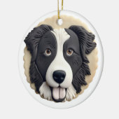 Border Collie Dog 3D Inspiriert Keramik Ornament (Links)