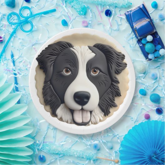Border Collie Dog 3D Inspiriert Pappteller (Party)