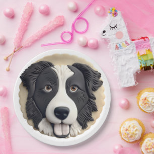 Border Collie Dog 3D Inspiriert Pappteller