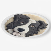 Border Collie Dog 3D Inspiriert Pappteller (Schrägansicht)