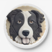 Border Collie Dog 3D Inspiriert Pappteller (Vorderseite)