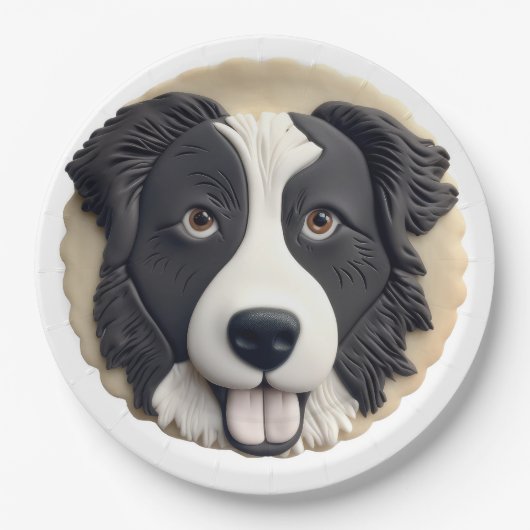 Border Collie Dog 3D Inspiriert Pappteller (Vorderseite)
