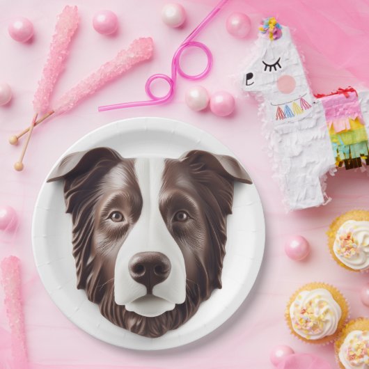 Border Collie Dog 3D Inspiriert Pappteller (Party)