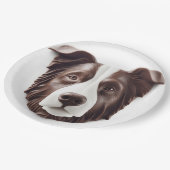 Border Collie Dog 3D Inspiriert Pappteller (Schrägansicht)
