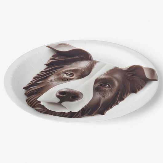 Border Collie Dog 3D Inspiriert Pappteller (Schrägansicht)
