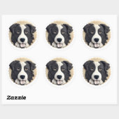 Border Collie Dog 3D Inspiriert Runder Aufkleber (Blatt)