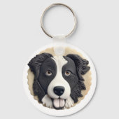 Border Collie Dog 3D Inspiriert Schlüsselanhänger (Vorderseite)